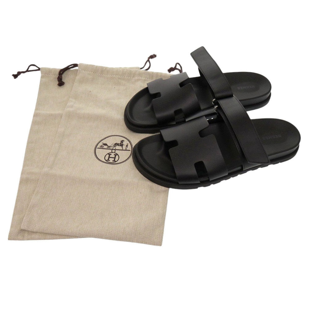 HERMES Sandals 222000ZH Calfskin, Chevre black Shipre mens 44 Used Authentic