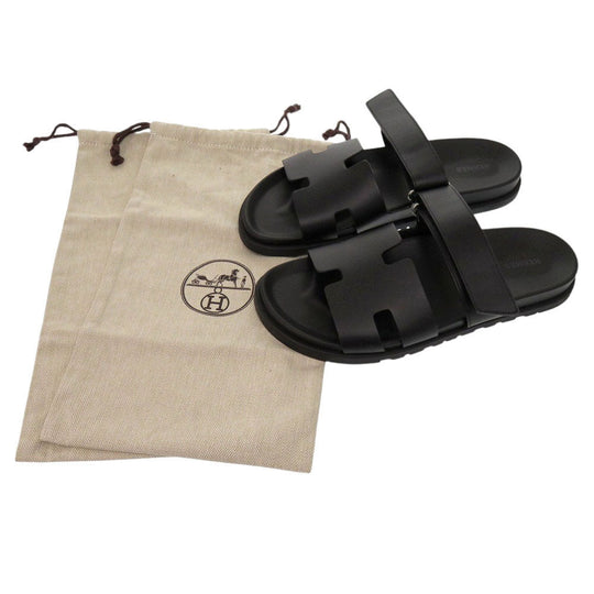 HERMES Sandals 222000ZH Calfskin, Chevre black Shipre mens 44 Used Authentic