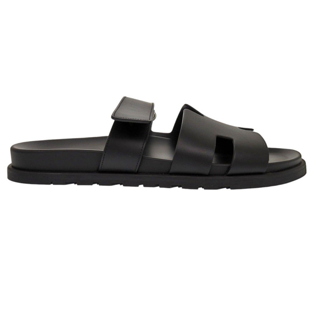 HERMES Sandals 222000ZH Calfskin, Chevre black Shipre mens 44 Used Authentic