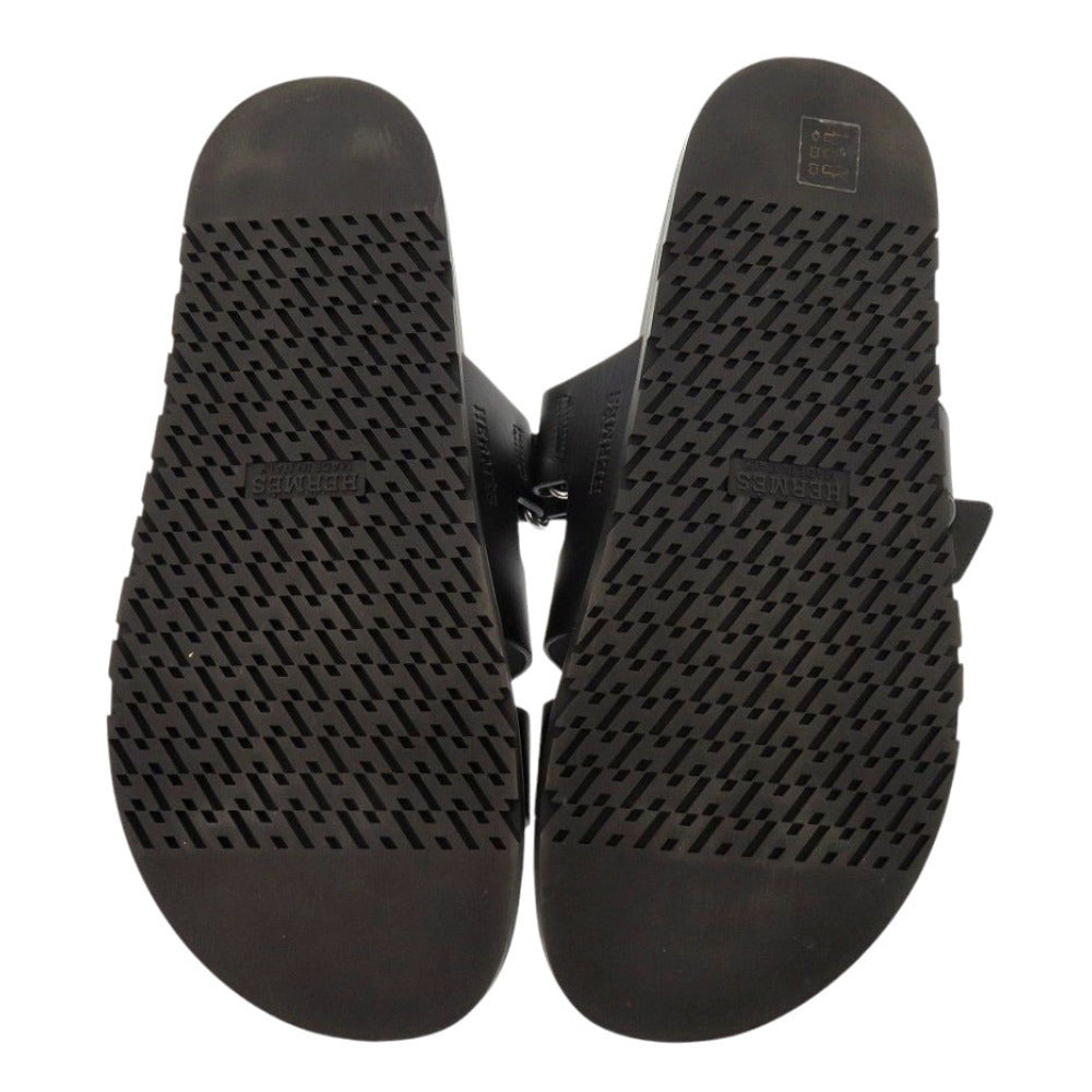 HERMES Sandals 222000ZH Calfskin, Chevre black Shipre mens 44 Used Authentic