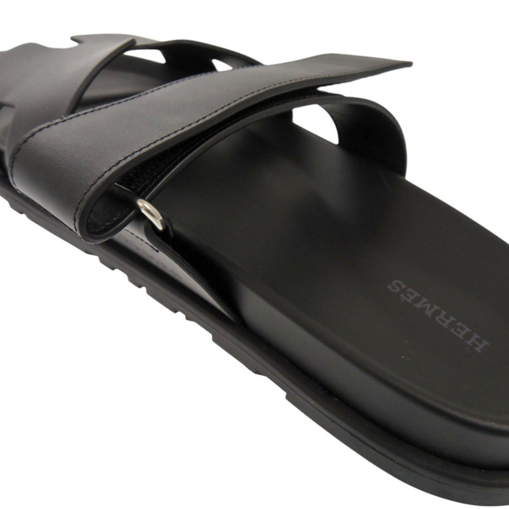 HERMES Sandals 222000ZH Calfskin, Chevre black Shipre mens 44 Used Authentic