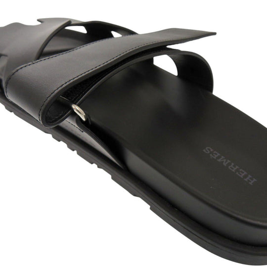 HERMES Sandals 222000ZH Calfskin, Chevre black Shipre mens 44 Used Authentic