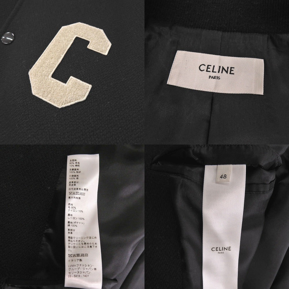 CELINE Stajan Wool, Nylon black classic teddy jacket 48