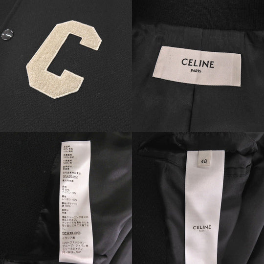 CELINE Stajan Wool, Nylon black classic teddy jacket 48