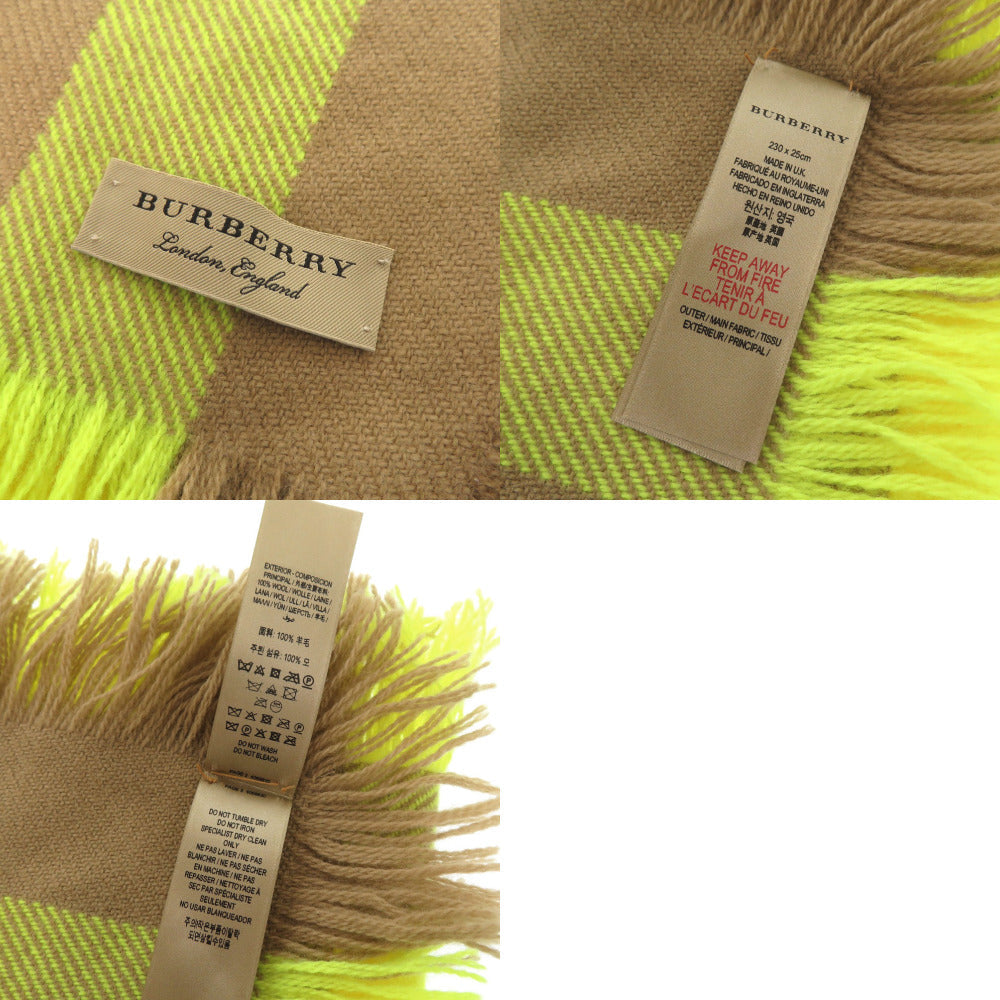BURBERRY Scarf wool Brown Burberry check Women Used Authentic