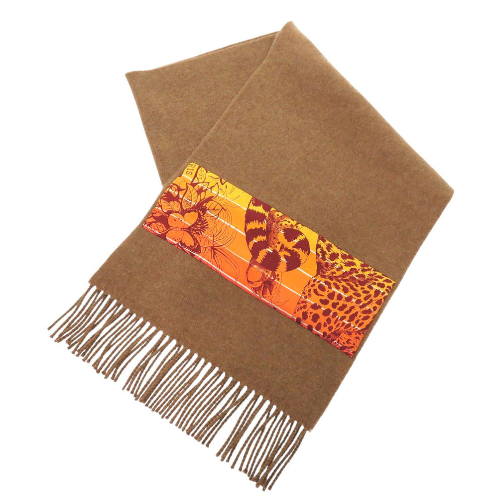 HERMES Scarf cashmere Brown Women Used Authentic