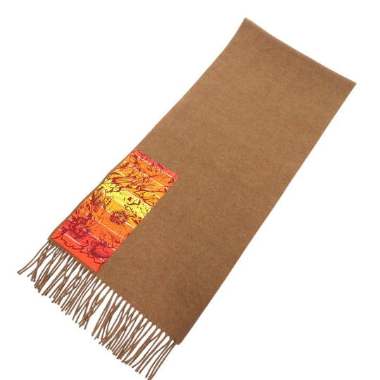 HERMES Scarf cashmere Brown Women Used Authentic