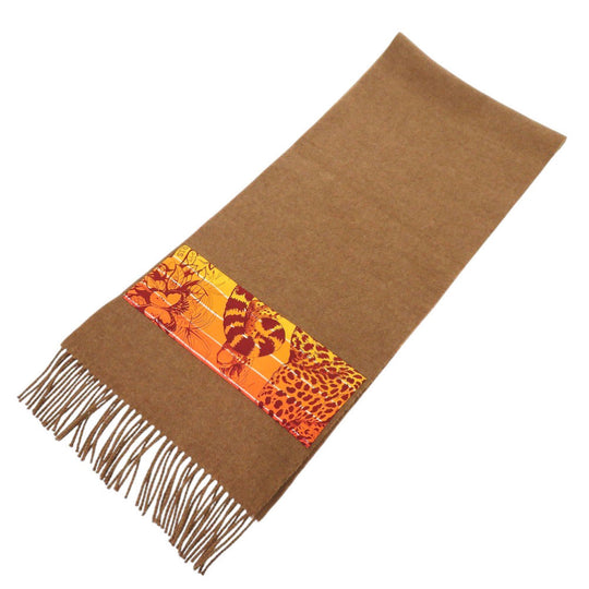 HERMES Scarf cashmere Brown Women Used Authentic