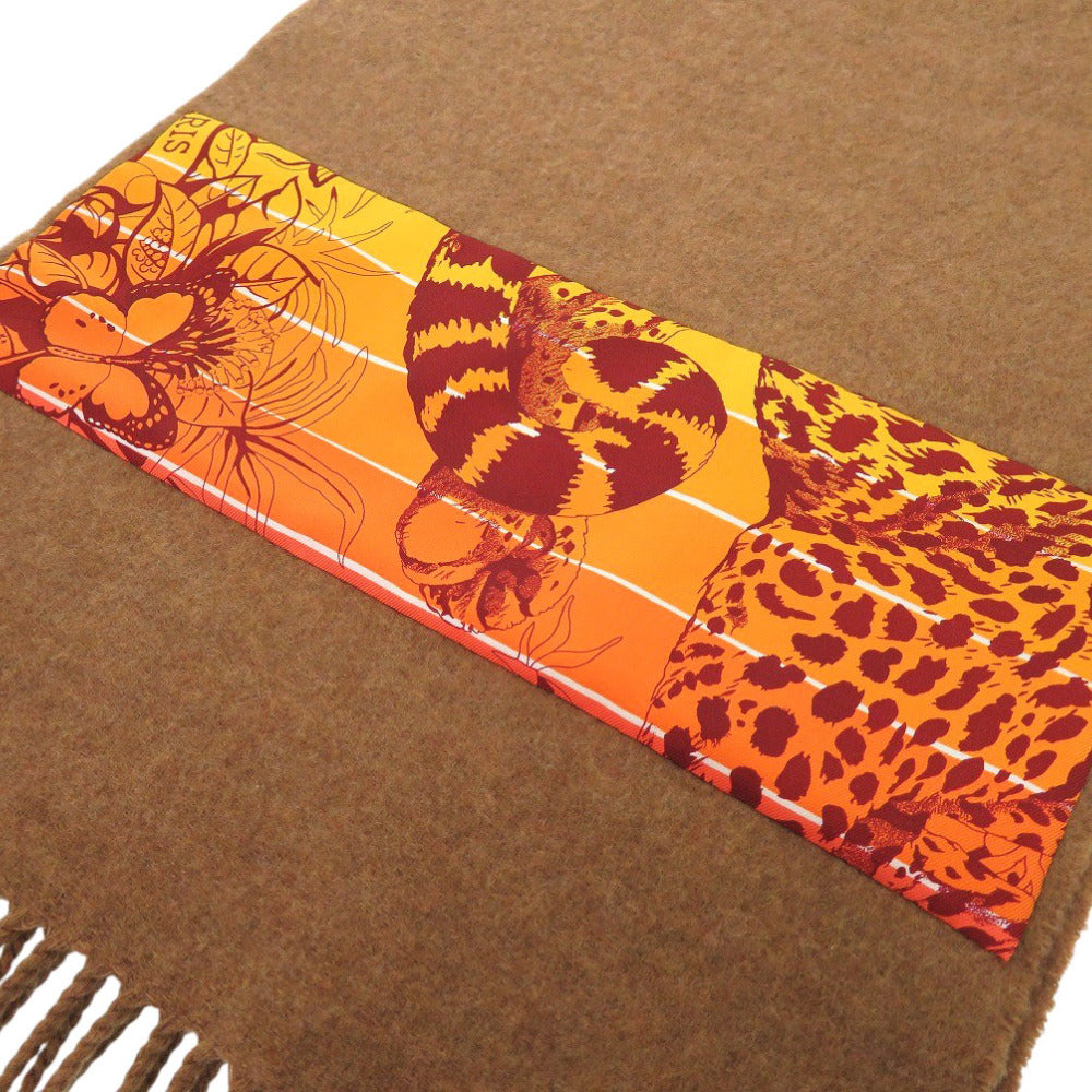 HERMES Scarf cashmere Brown Women Used Authentic