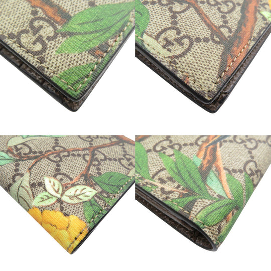 GUCCI Long Wallet Purse 427011 GG Supreme, Leather beige Gucci Tian unisex(Unisex) Used Authentic