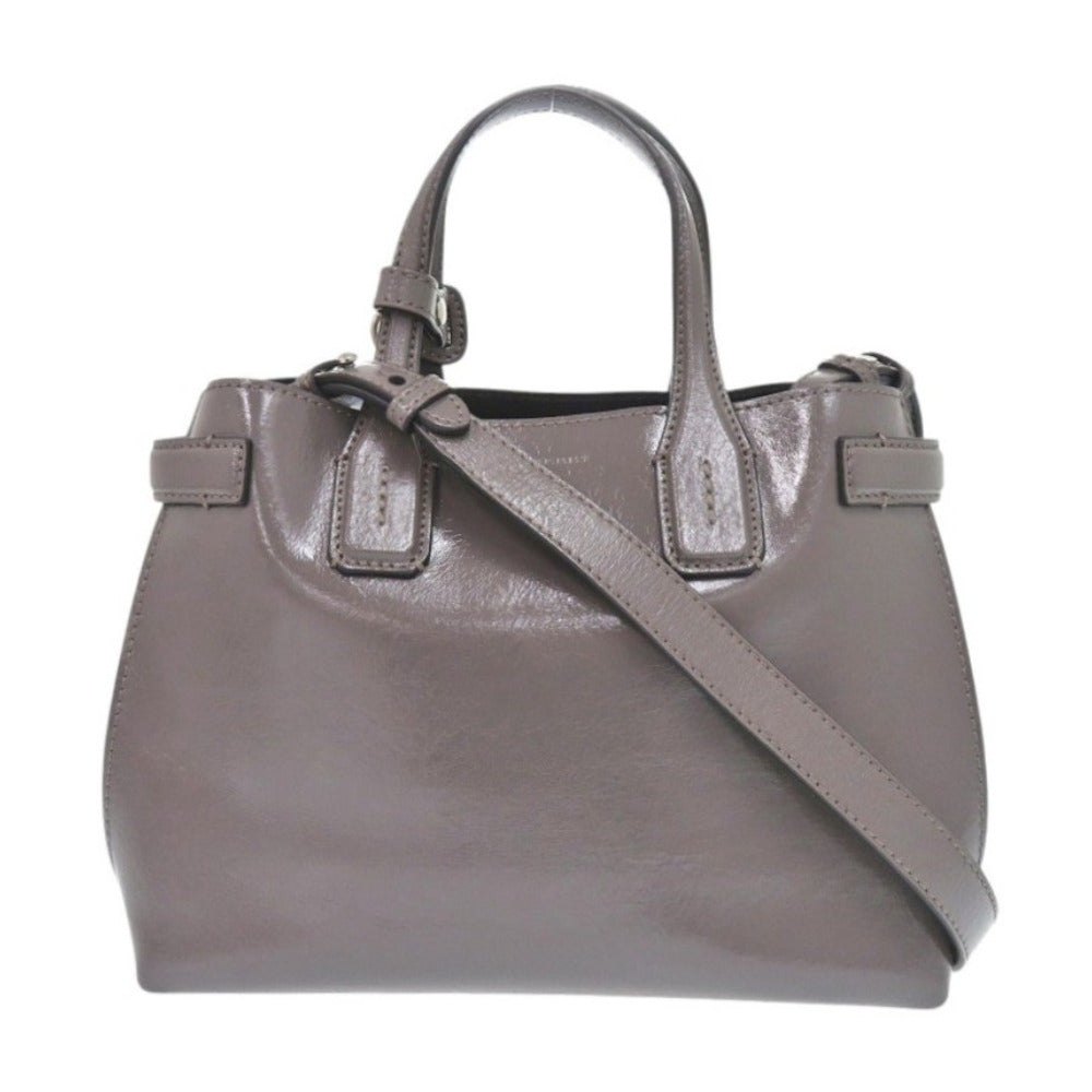BURBERRY Handbag 8006617 enamel Sepia gray Soft Banner Women Used Authentic