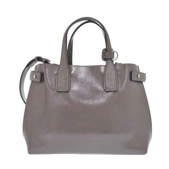 BURBERRY Handbag 8006617 enamel Sepia gray Soft Banner Women Used Authentic