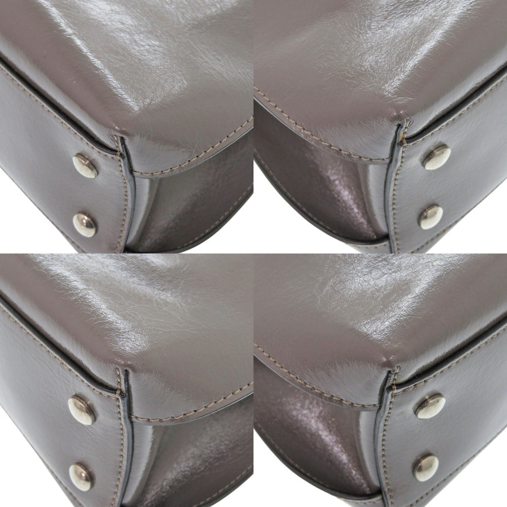 BURBERRY Handbag 8006617 enamel Sepia gray Soft Banner Women Used Authentic