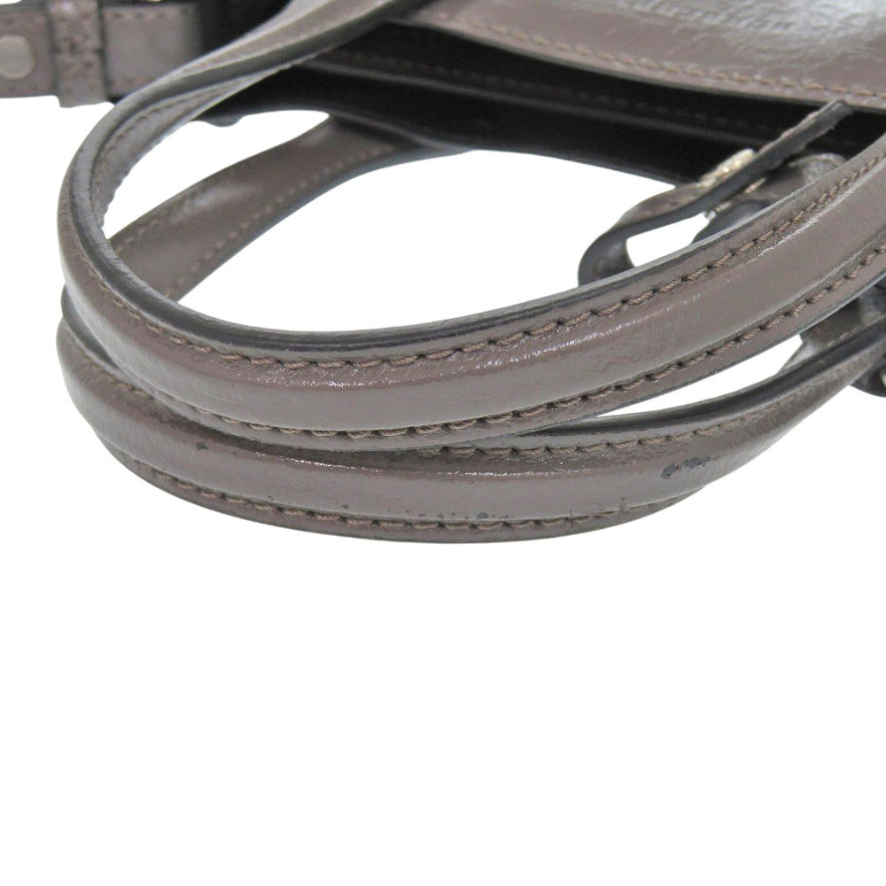 BURBERRY Handbag 8006617 enamel Sepia gray Soft Banner Women Used Authentic