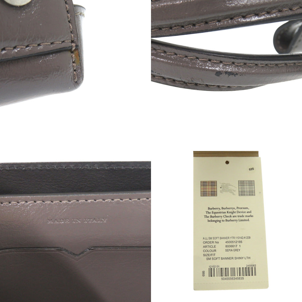 BURBERRY Handbag 8006617 enamel Sepia gray Soft Banner Women Used Authentic