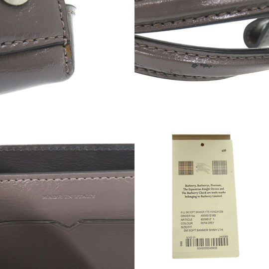BURBERRY Handbag 8006617 enamel Sepia gray Soft Banner Women Used Authentic