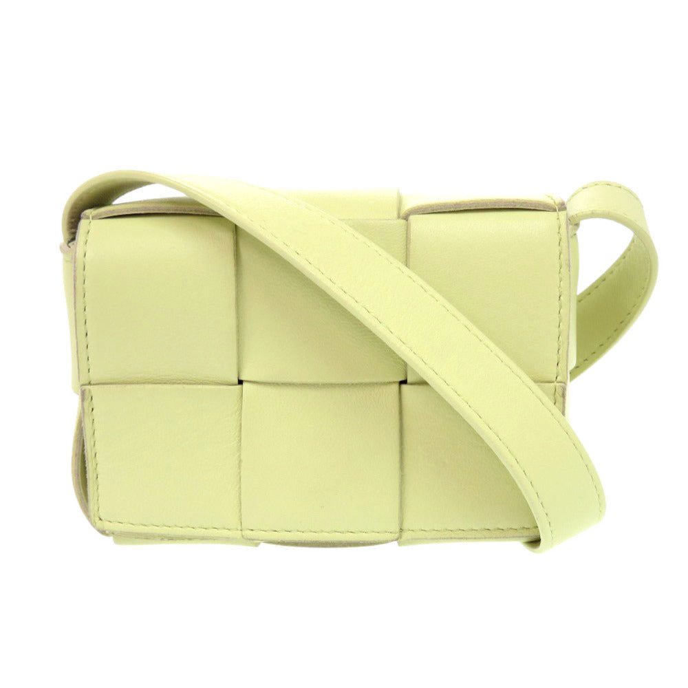 BOTTEGAVENETA Shoulder Bag leather Light green CANDY CASSETTE MAXI INTRECCIATO