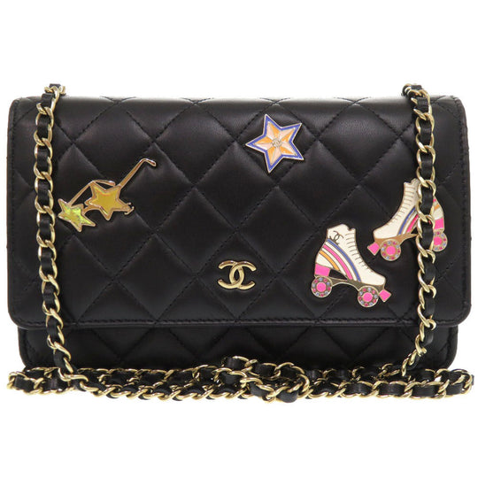CHANEL Shoulder Bag AP0250 lambskin black Classic Chain Wallet COCO Mark Women Used Authentic