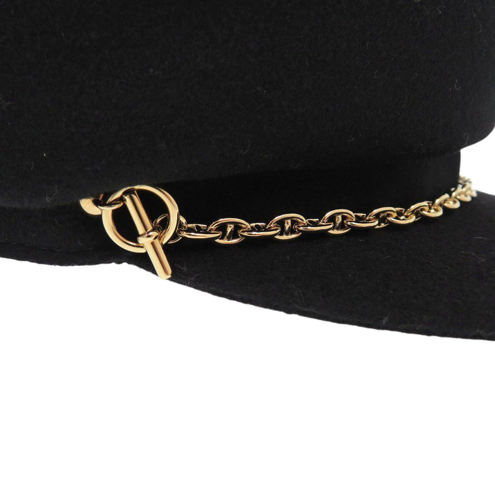 HERMES Other hats cashmere black Casquette Belleil Chene Dunkle Women 58 Used Authentic