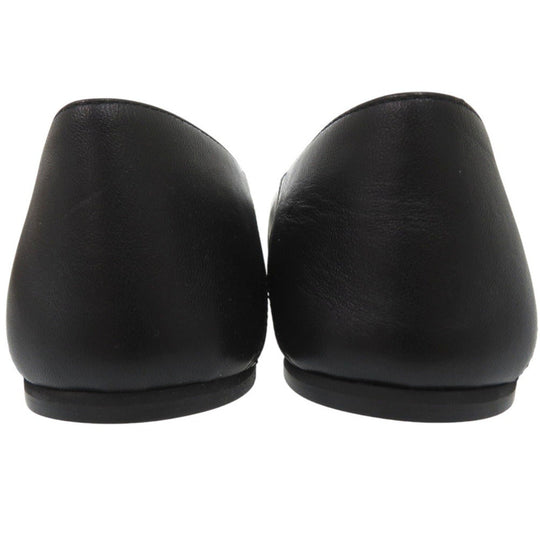 GUCCI pumps 621161 leather black Chain pointed toe flats Horsebit Women 34 1/2 Used Authentic