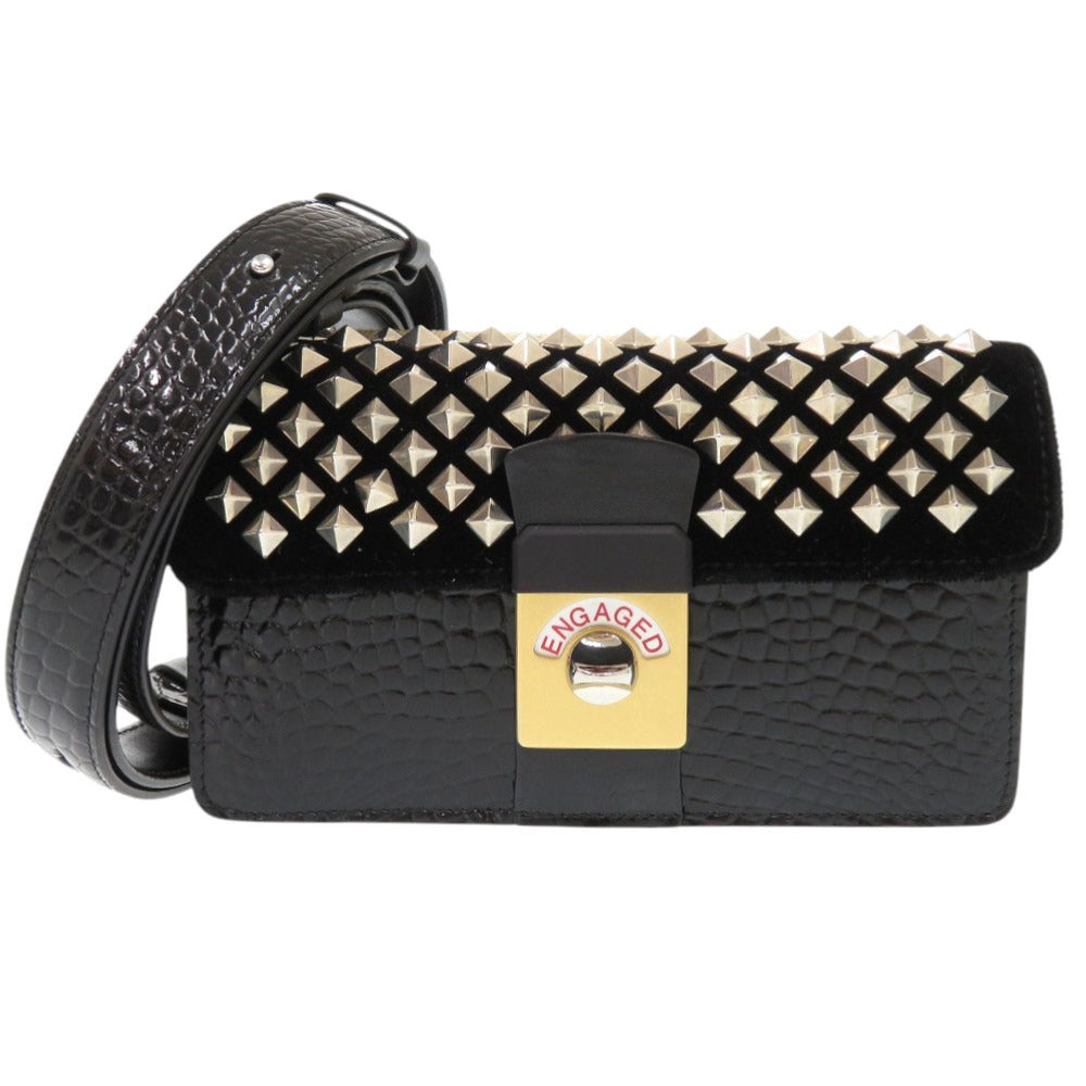 Maison Margiela Shoulder Bag SB1WD0005 Embossed leather black New Lock HORIZONTAL