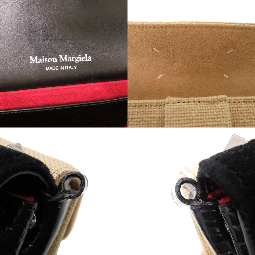 Maison Margiela Shoulder Bag SB1WD0005 Embossed leather black New Lock HORIZONTAL