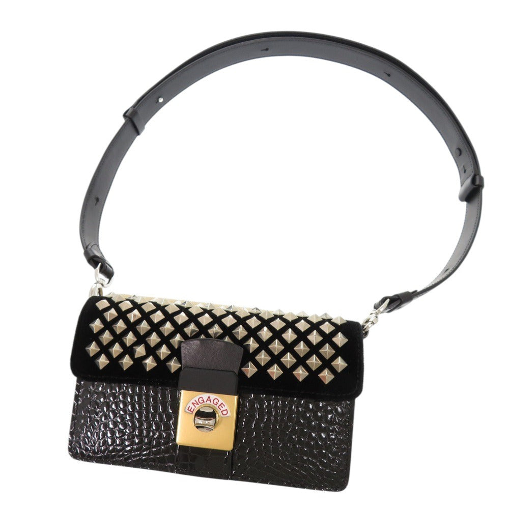 Maison Margiela Shoulder Bag SB1WD0005 Embossed leather black New Lock HORIZONTAL