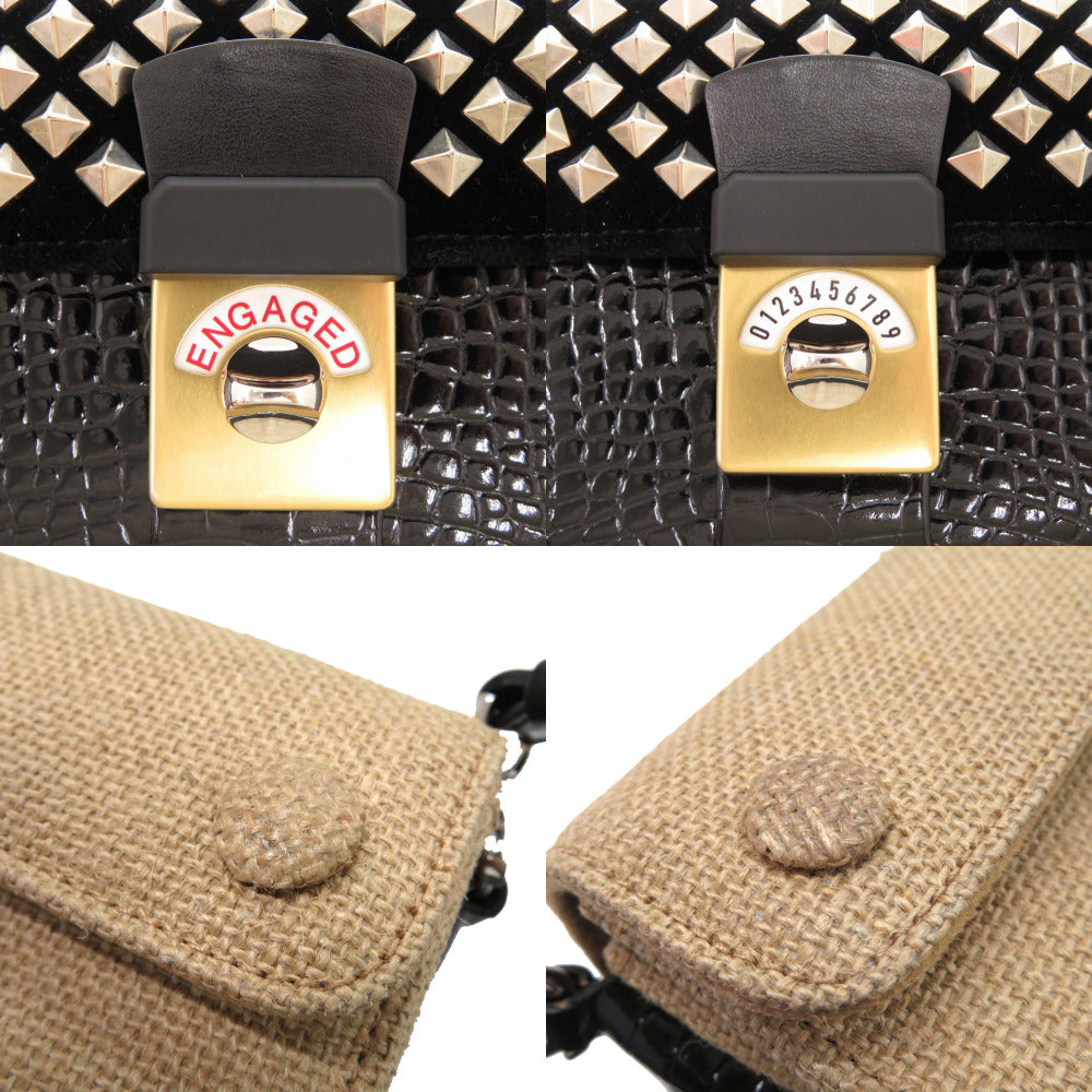 Maison Margiela Shoulder Bag SB1WD0005 Embossed leather black New Lock HORIZONTAL