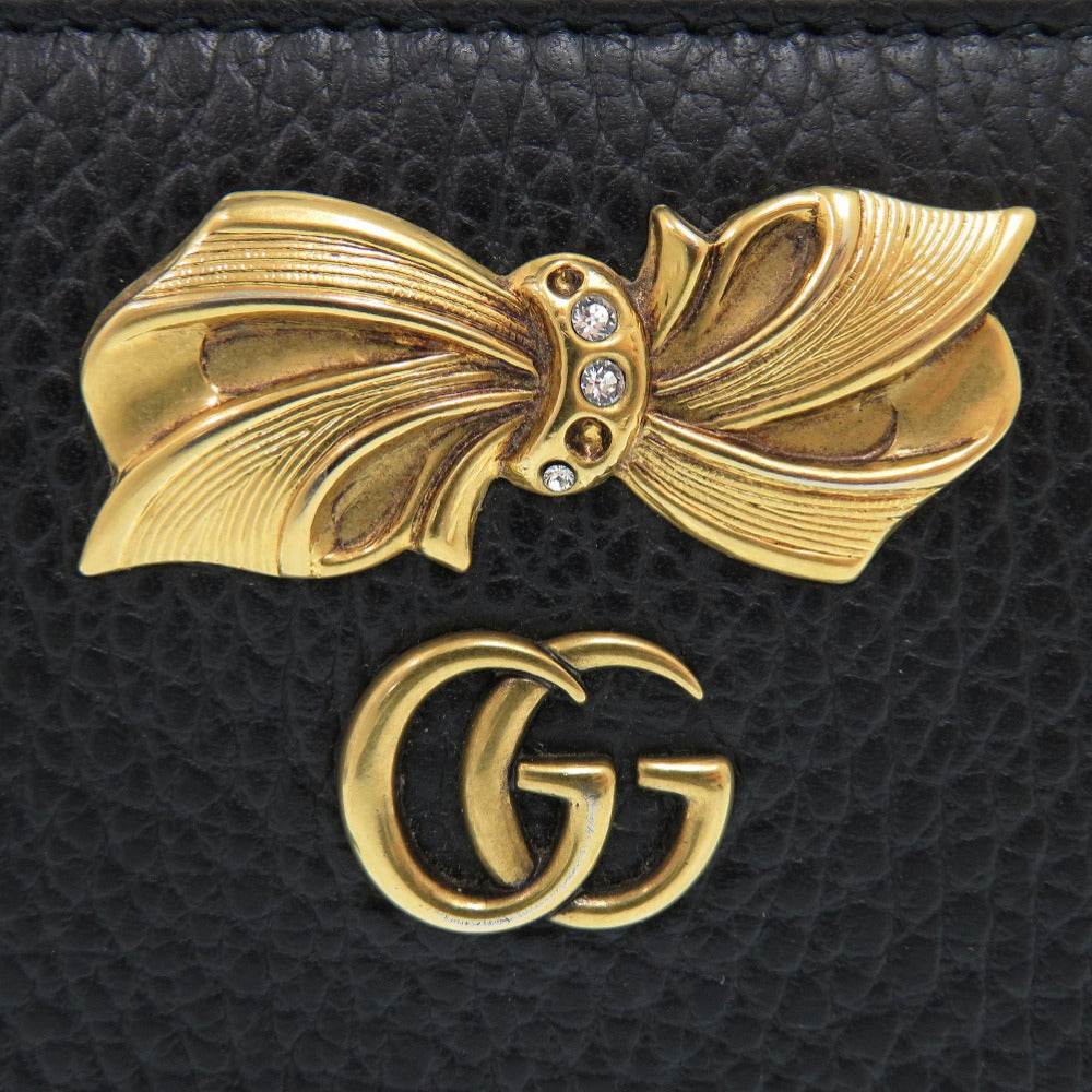 GUCCI Long Wallet Purse 524291 leather black GG Marmont Ribbon