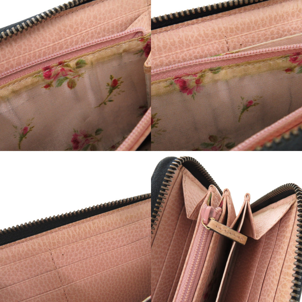 GUCCI Long Wallet Purse 524291 leather black GG Marmont Ribbon