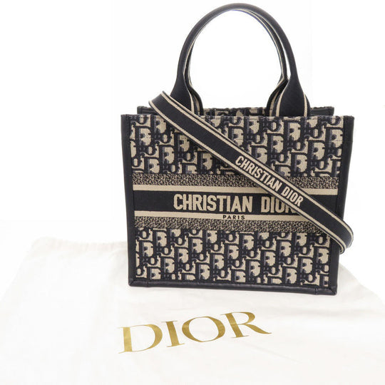 Christian Dior Handbag M1325CZBB Canvas, Leather Navy Oblique Book Tote Small