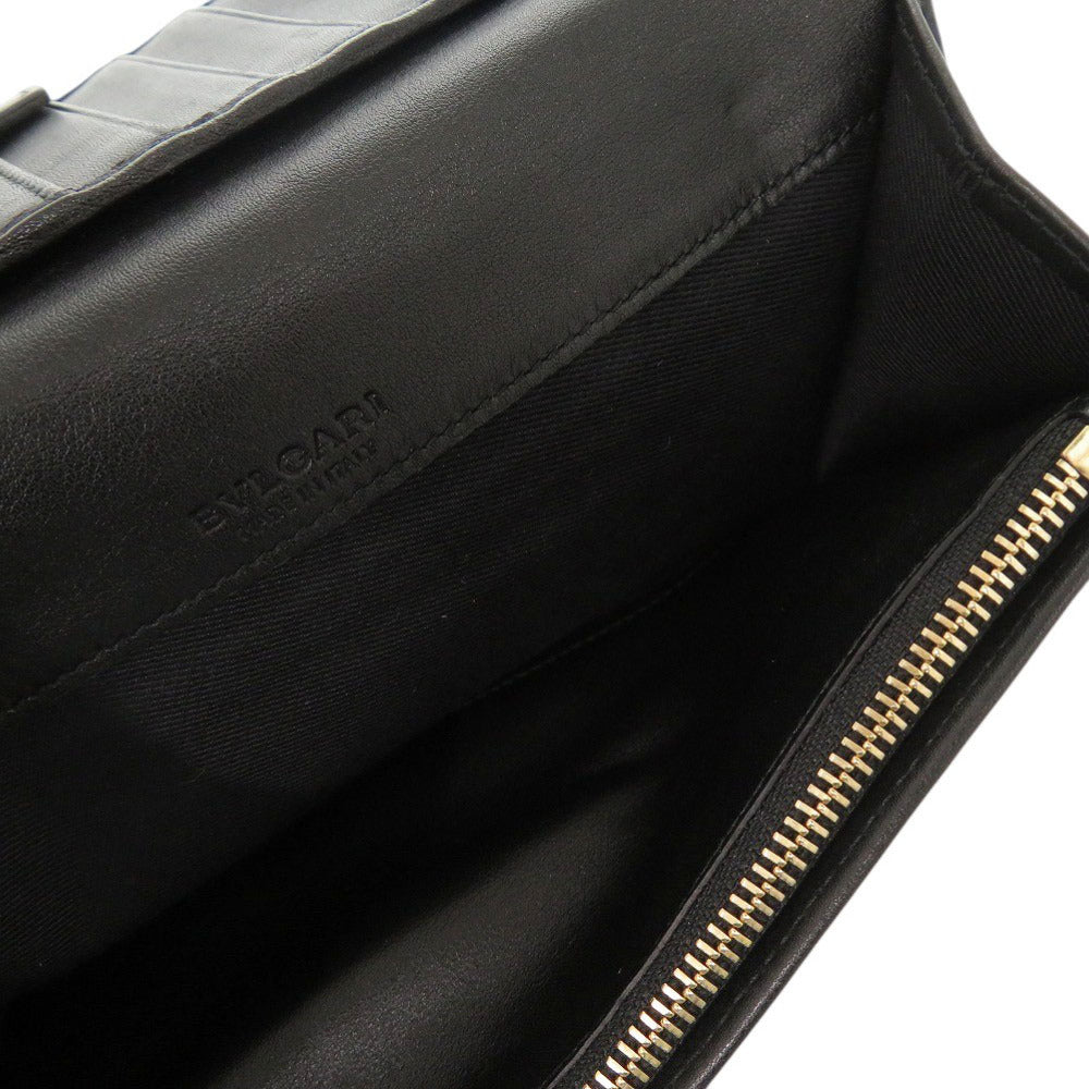 BVLGARI Long Wallet Purse 32403 leather black Corole