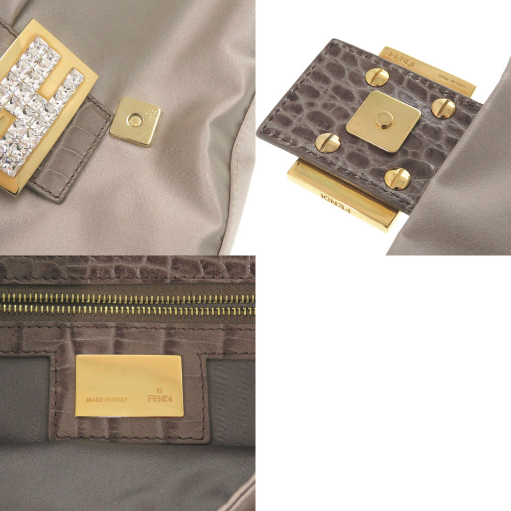 FENDI Handbag 8BR600 TG2 Satin, Leather Gurege Mamma Bucket Women Used Authentic