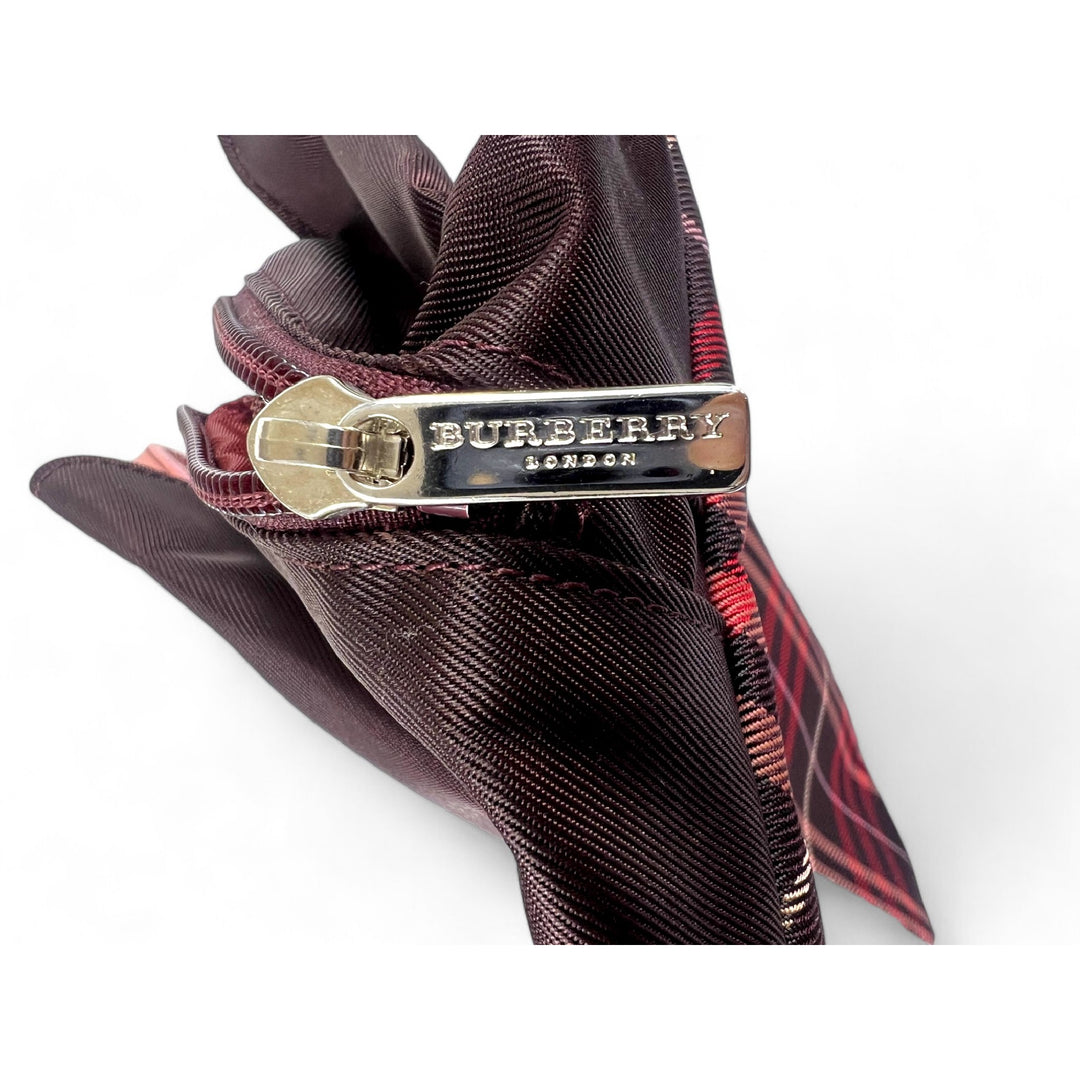 Burberry London Blue Label Handbag Black Pink Plaid Women's Tote Bag Designer Purse