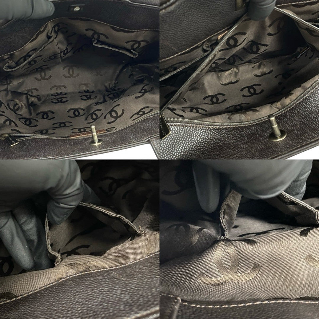 CHANEL Shoulder Bag Matt caviar skin Brown