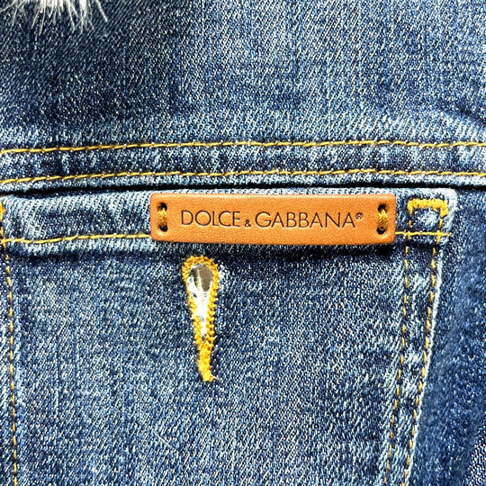 DOLCE&GABBANA Jacket denim blue With fur denim Women 36 Used Authentic