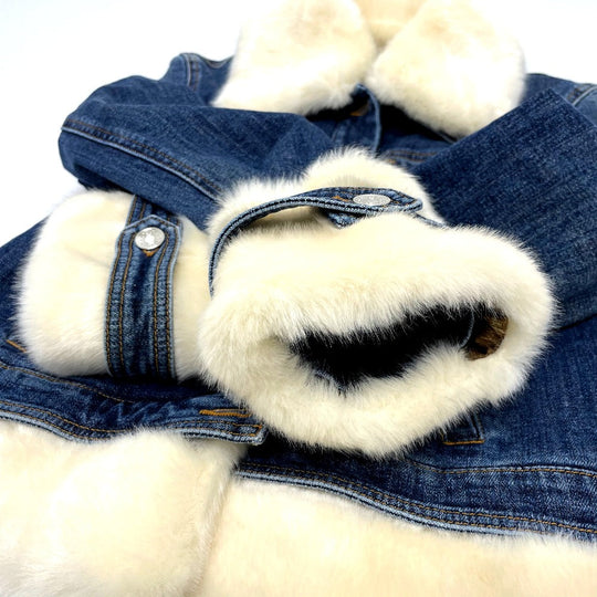 DOLCE&GABBANA Jacket denim blue With fur denim Women 36 Used Authentic