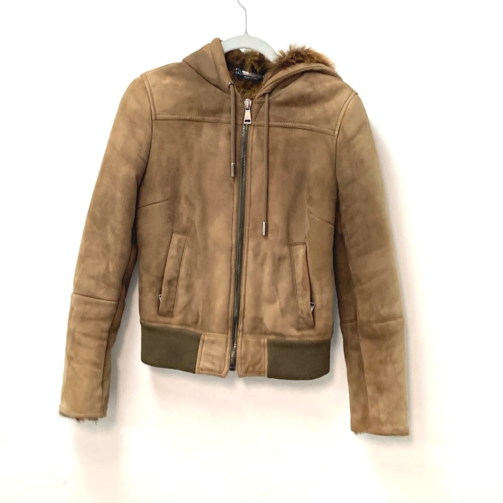 DOLCE&GABBANA Jacket Mouton, Leather, Other Fibers Brown Hoodie Outerwear Blouson Zip up Women 40 Used Authentic