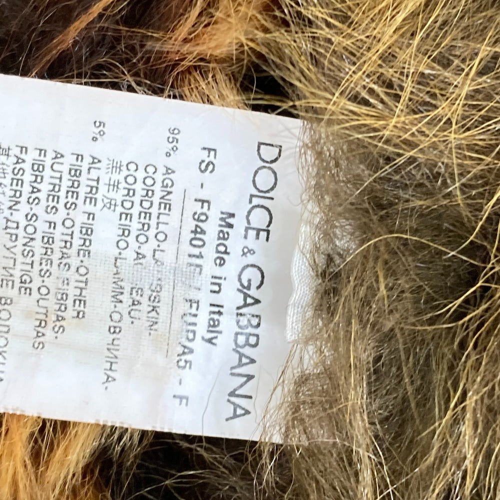 DOLCE&GABBANA Jacket Mouton, Leather, Other Fibers Brown Hoodie Outerwear Blouson Zip up Women 40 Used Authentic