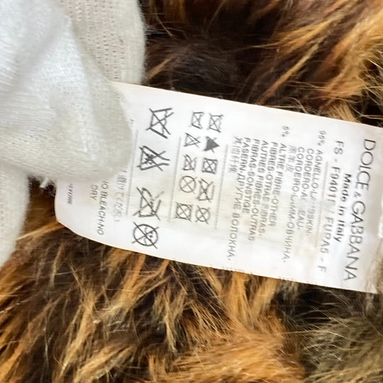 DOLCE&GABBANA Jacket Mouton, Leather, Other Fibers Brown Hoodie Outerwear Blouson Zip up Women 40 Used Authentic