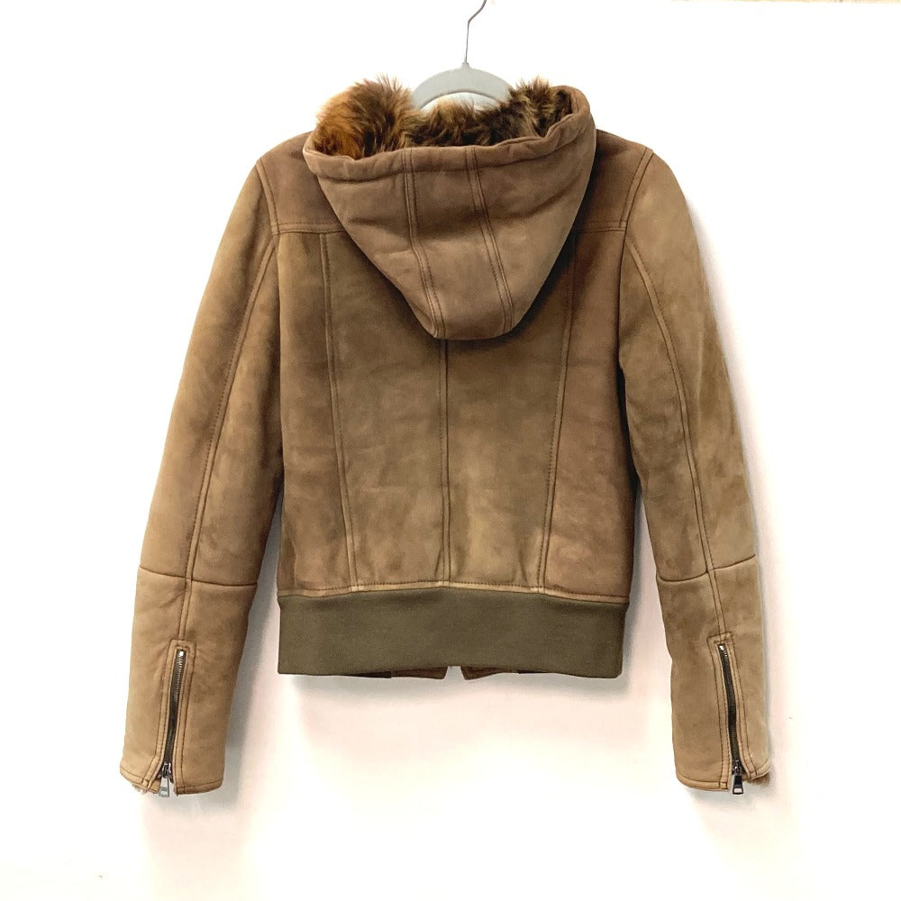 DOLCE&GABBANA Jacket Mouton, Leather, Other Fibers Brown Hoodie Outerwear Blouson Zip up Women 40 Used Authentic