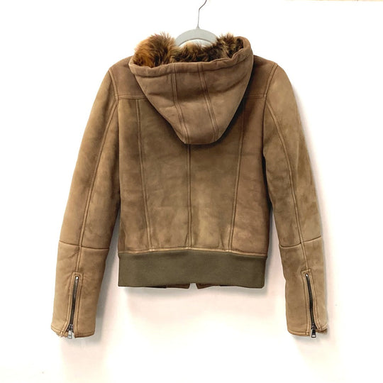 DOLCE&GABBANA Jacket Mouton, Leather, Other Fibers Brown Hoodie Outerwear Blouson Zip up Women 40 Used Authentic