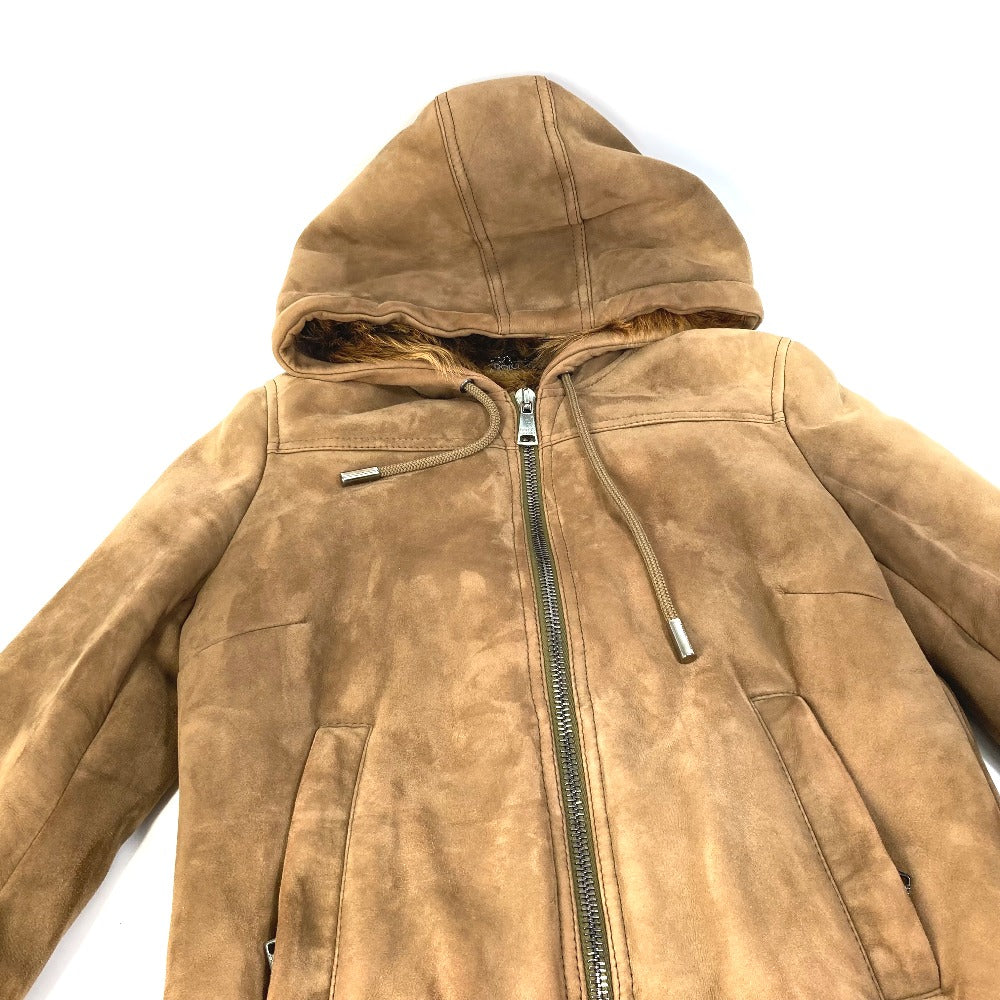 DOLCE&GABBANA Jacket Mouton, Leather, Other Fibers Brown Hoodie Outerwear Blouson Zip up Women 40 Used Authentic