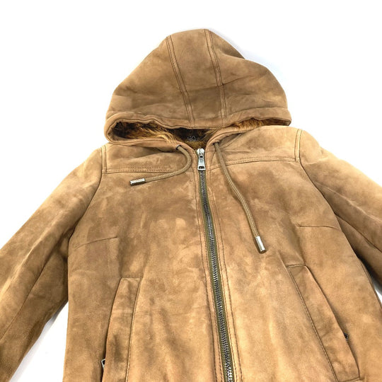 DOLCE&GABBANA Jacket Mouton, Leather, Other Fibers Brown Hoodie Outerwear Blouson Zip up Women 40 Used Authentic