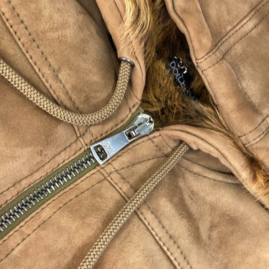 DOLCE&GABBANA Jacket Mouton, Leather, Other Fibers Brown Hoodie Outerwear Blouson Zip up Women 40 Used Authentic