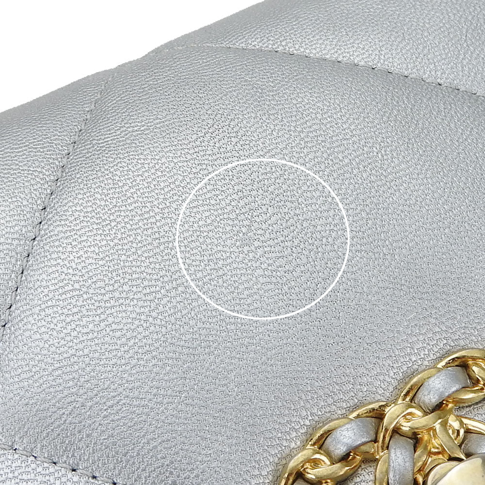 CHANEL Shoulder Bag AS1160 leather gray COCO Mark chanel 19 Women Used Authentic
