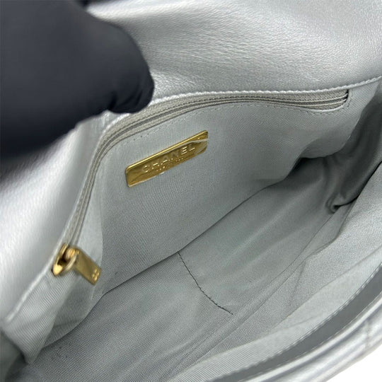 CHANEL Shoulder Bag AS1160 leather gray COCO Mark chanel 19 Women Used Authentic