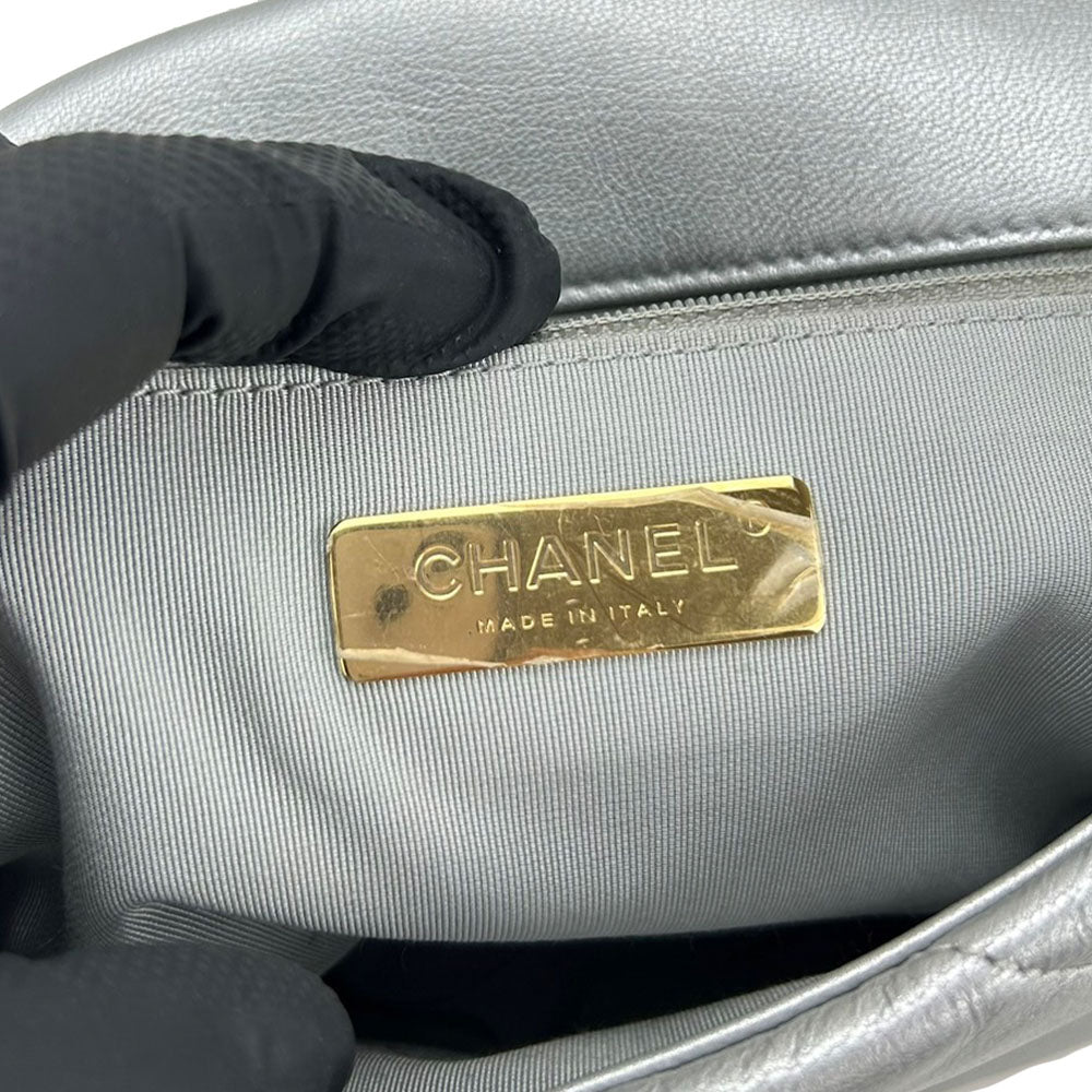CHANEL Shoulder Bag AS1160 leather gray COCO Mark chanel 19 Women Used Authentic