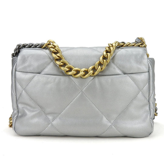 CHANEL Shoulder Bag AS1160 leather gray COCO Mark chanel 19 Women Used Authentic