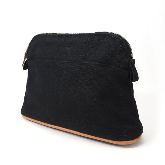 HERMES Pouch canvas black Bored pouch unisex(Unisex) Used Authentic